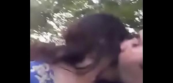  boobs press kissing in park selfi video